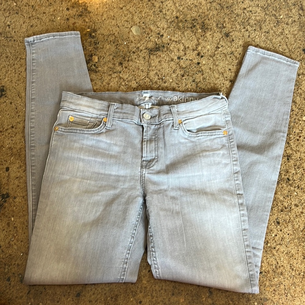 7 for all mankind gray skinny jeans